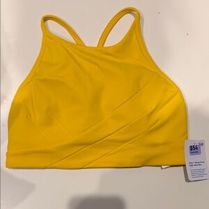 Lululemon Size 4 Flow Y Wrap Front Yellow High-Neck Sports Bra